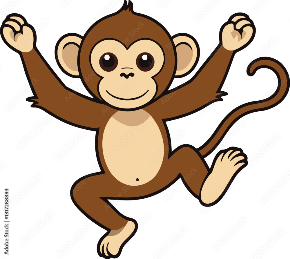 A cartoon monkey with smiling face illustration A cartoon monkey with smiling face illustration
