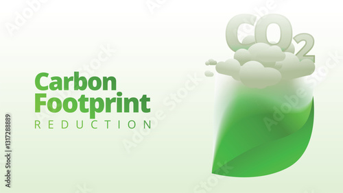  CO2 absorbed by leaf for Carbon Footprint Reduction concept. green manufacturing template scren size vector illustration