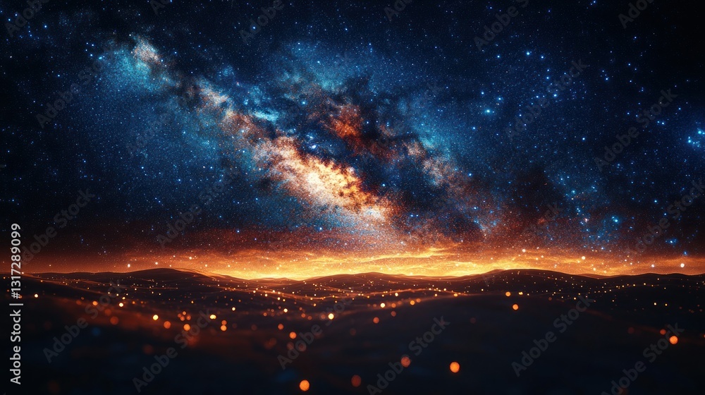 Cosmic city landscape at night Cosmic city landscape at night