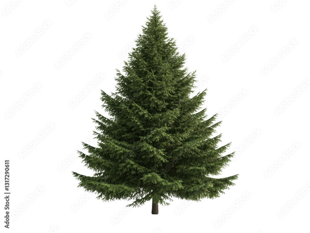 A large evergreen tree with a green trunk and branches. The tree is the main focus of the image and is the only object visible A large evergreen tree with a green trunk and branches. The tree is the main focus of the image and is the only object visible