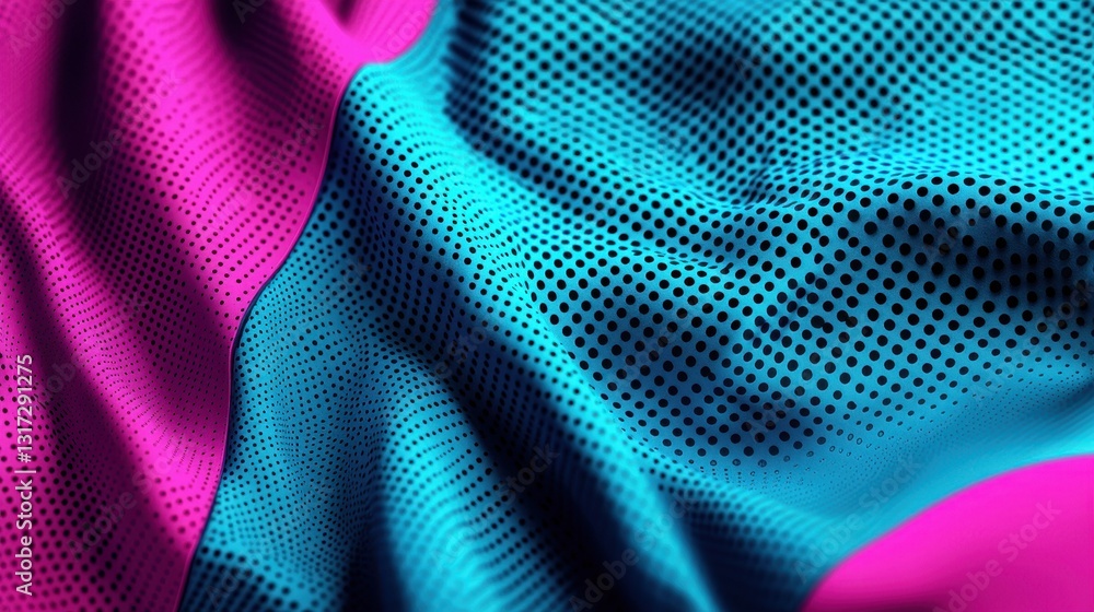 Fototapeta premium Colorful Abstract Fabric Texture with Dots and Waves Design