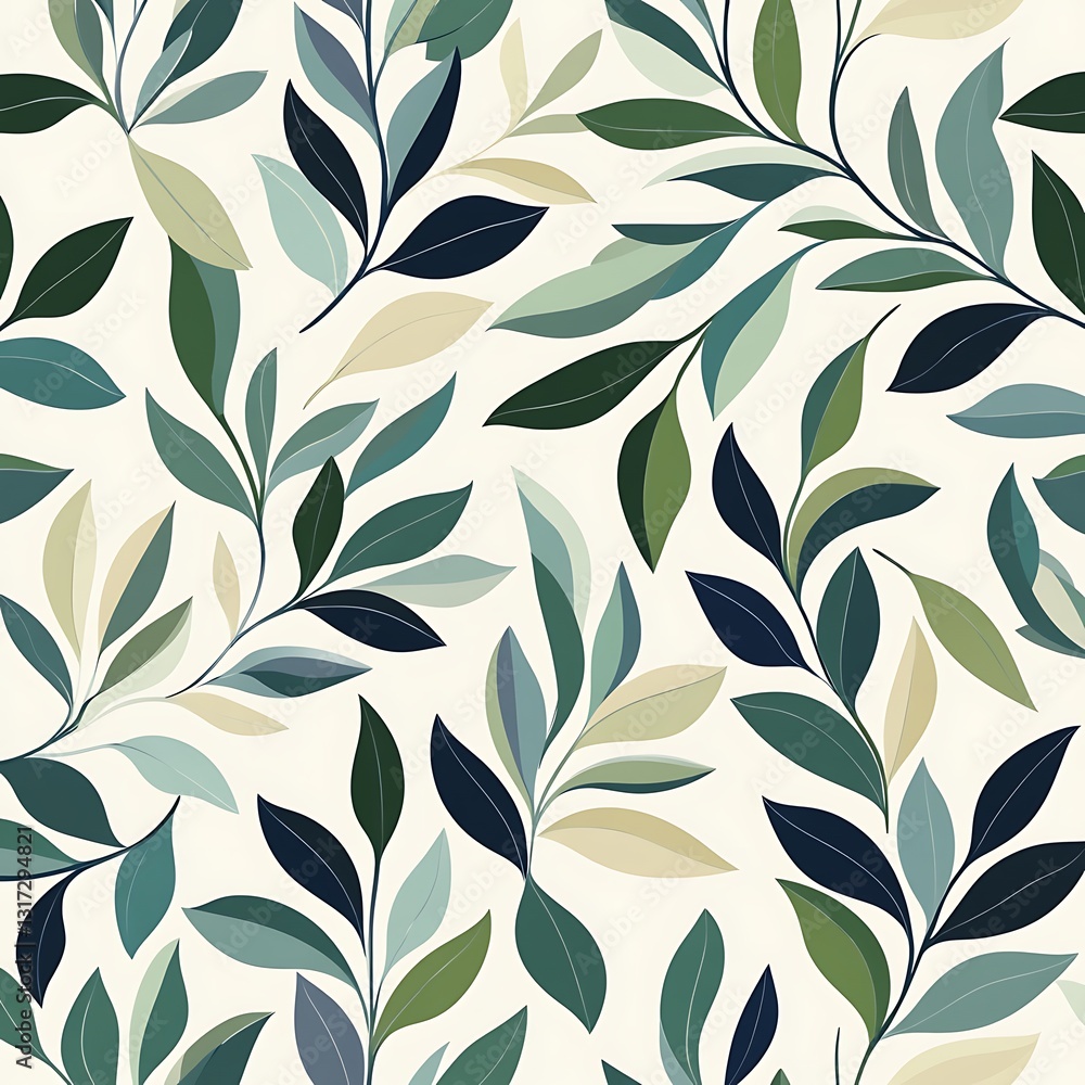 Elegant Green Leaf Pattern on Soft Beige Background for Decorative Use in Design Projects Elegant Green Leaf Pattern on Soft Beige Background for Decorative Use in Design Projects