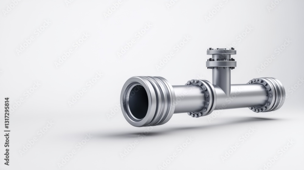 Detailed Metal Pipe Connector with Valve for Industrial Applications and Plumbing Systems in Professional Settings Detailed Metal Pipe Connector with Valve for Industrial Applications and Plumbing Systems in Professional Settings