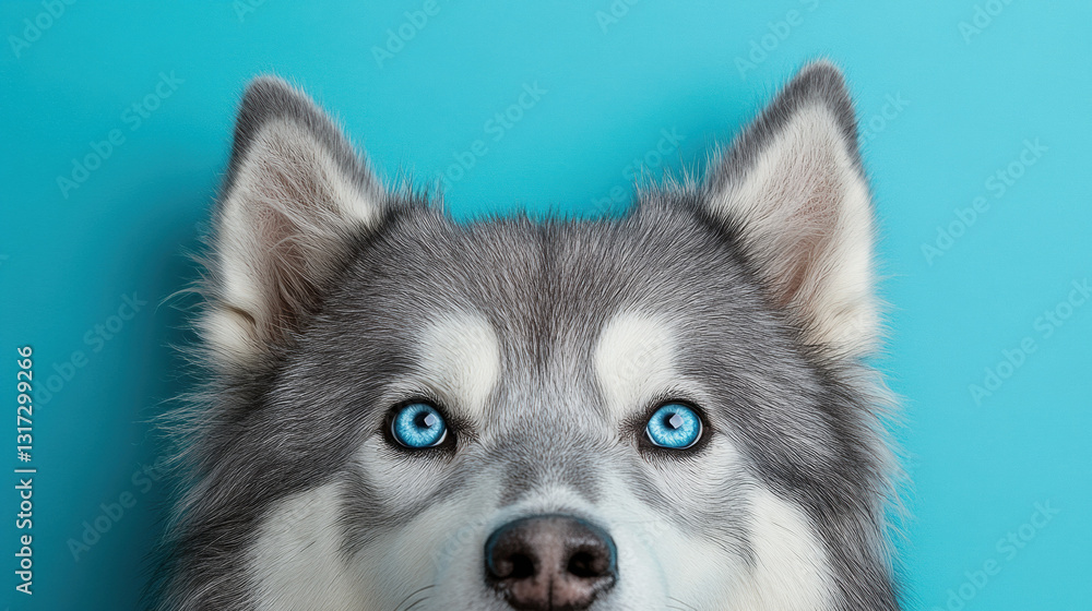 Beautiful husky dog with striking blue eyes captured in a realistic photo featuring a minimalist aesthetic Beautiful husky dog with striking blue eyes captured in a realistic photo featuring a minimalist aesthetic