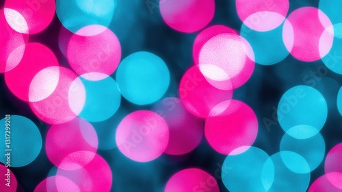 Colorful Bokeh Lights in Pink and Blue Shades Glowing at Night