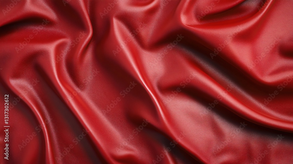 Fototapeta premium Elegant red silk fabric, rich texture and sheen, ideal for fashion design or luxury home decor projects.