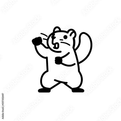 Dynamic vector illustration of a spirited squirrel portraying martial arts in an energetic pose