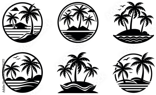  Tropical Island Silhouette Designs for Summer Branding