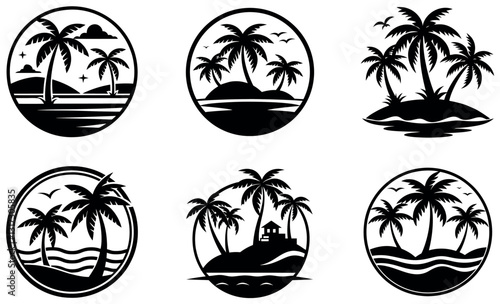  Tropical Island Silhouette Designs for Summer Branding