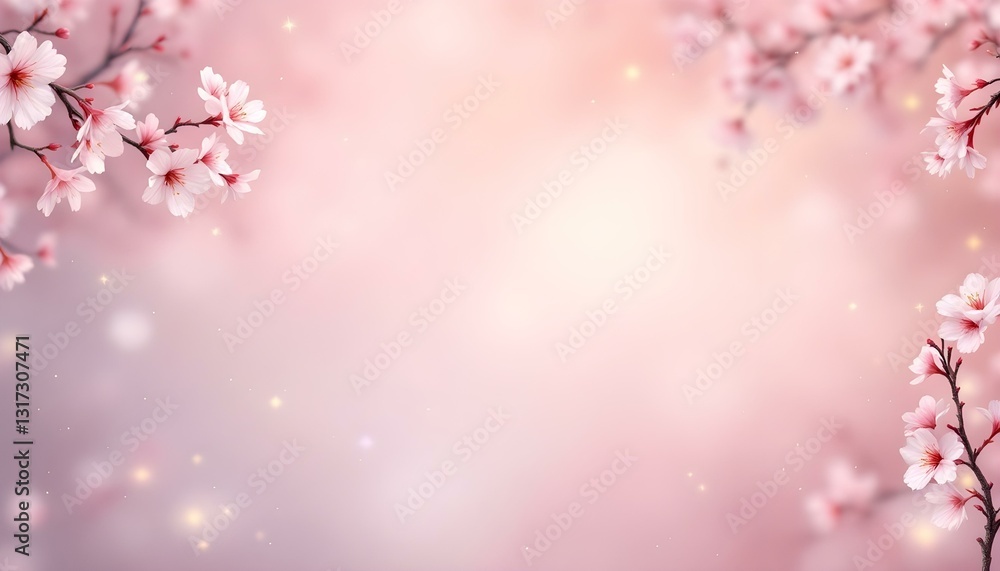 Soft-focus pastel gradient background with subtle golden sparkles, delicate cherry blossoms in the corners, and a large empty space in the center, perfect for elegant text or seasonal greetings.
Soft-focus pastel gradient background with subtle golden sparkles, delicate cherry blossoms in the corners, and a large empty space in the center, perfect for elegant text or seasonal greetings.