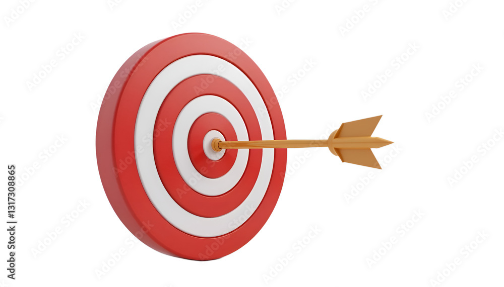 3d a red and white target with a dart in the middle golden dart hitting target isolated transparent white background 3d a red and white target with a dart in the middle golden dart hitting target isolated transparent white background