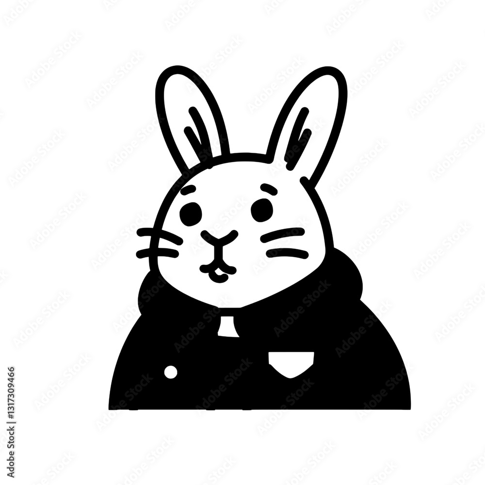Obraz premium Charming rabbit dressed in a stylish hooded jacket with cartoonish features in a playful vector design
