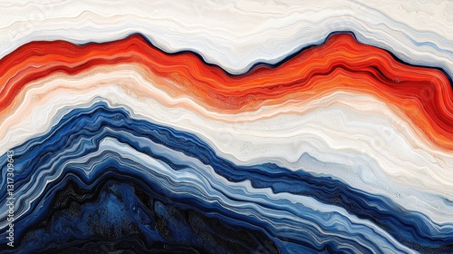 Wallpaper Mural Abstract Landscape with Fluid Patterns in Vibrant Orange and Blue Torontodigital.ca
