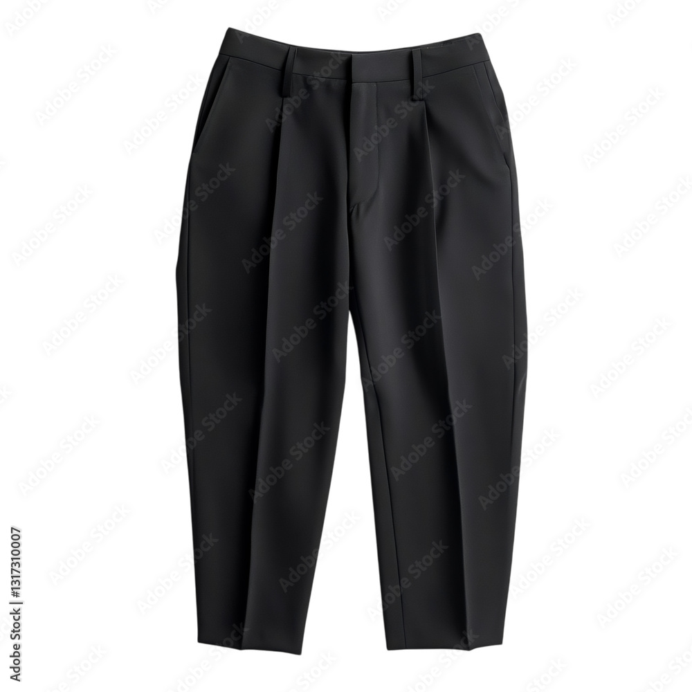 A Pair of Tailored Black Dress Pants with High Waist Isolated on Transparent Background A Pair of Tailored Black Dress Pants with High Waist Isolated on Transparent Background