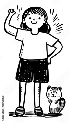 Joyful child celebrating with a cute pet in a vibrant vector illustration full of happiness and positivity