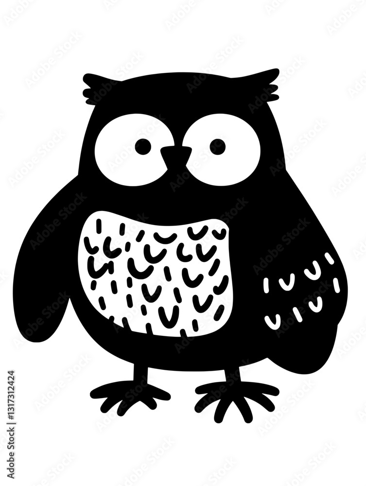 Obraz premium Charming cartoon owl perched in a whimsical woodland setting, inviting curiosity and imagination among nature lovers