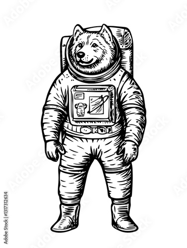 Astronaut bear explores the cosmos in whimsical space suit on a cosmic adventure