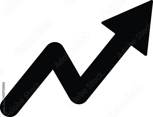 Arrow up icons. Set of curve rise increase arrows. Growth pictogram isolated. designin trendy style. illustration.
