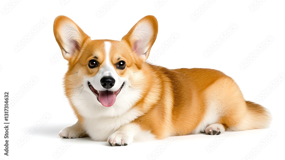 Cute and Playful Corgi Dog Lying Down with a Happy Expression Cute and Playful Corgi Dog Lying Down with a Happy Expression