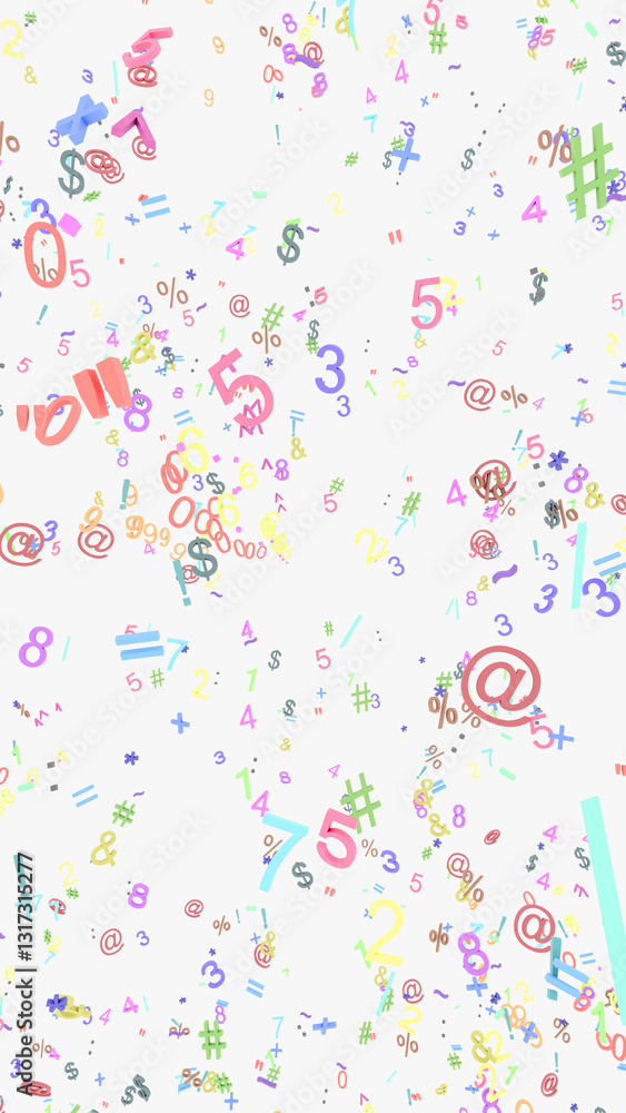 colorful English numbers and special characters in 3d pattern colorful English numbers and special characters in 3d pattern
