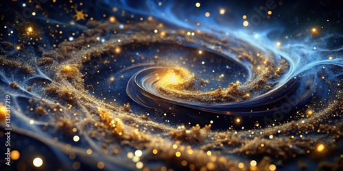 A swirling galaxy of golden stardust and celestial light, a breathtaking cosmic ballet of creation and wonder