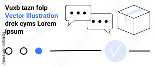 Speech bubbles and a package with a progress indicator. Ideal for communication, delivery services, messaging apps, logistics, business, tracking, and customer support. Landing page