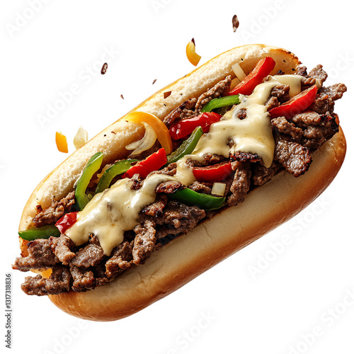 A Classic Philly Cheesesteak Isolated on Transparent Background