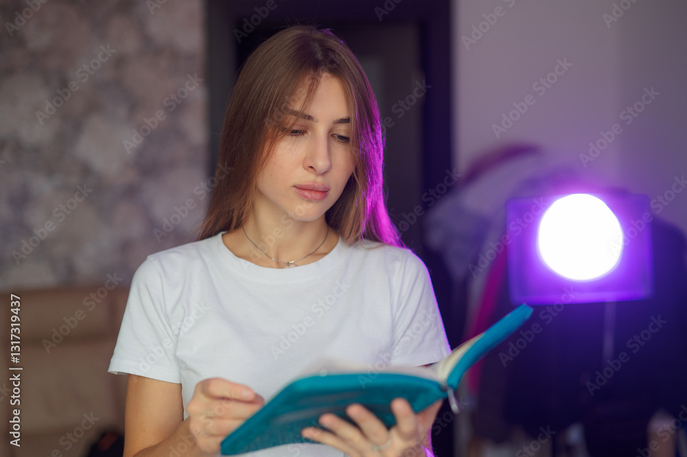Bible, woman study and writing, notes on religion at desk in home, Christian faith and knowledge of God. Reading hope holy book, learning gospel inspiration prayer in a white T-shirt Bible, woman study and writing, notes on religion at desk in home, Christian faith and knowledge of God. Reading hope holy book, learning gospel inspiration prayer in a white T-shirt