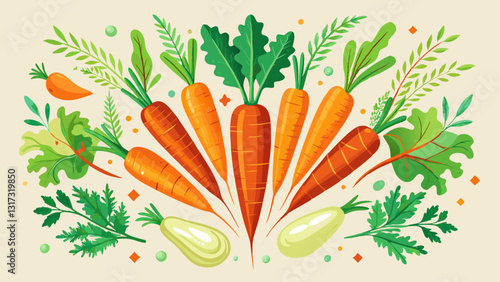 Flat lay composition with ripe fresh carrots on white background