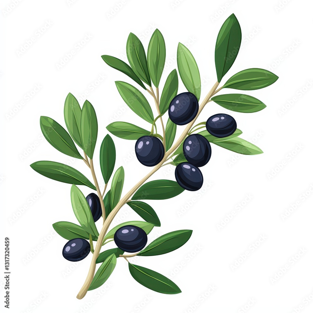 Natural Olive Branch with Detailed Green Leaves for Peaceful Vibes Natural Olive Branch with Detailed Green Leaves for Peaceful Vibes