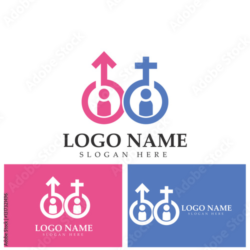 Gender symbol logo of sex and equality of males and females vector illustration