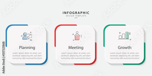 Business infographic template. 3 Step timeline journey. Process diagram, 3 options on white background, social media post, Infograph elements vector illustration.