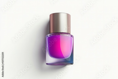 Elegant perfume bottle on gradient pink background. AI generated