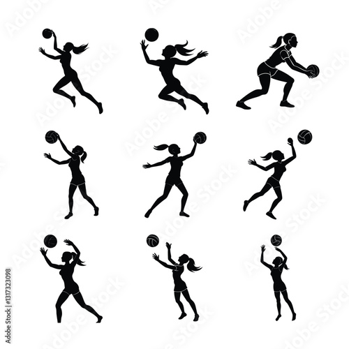 Wallpaper Mural silhouettes of girl playing beach volleyball  Torontodigital.ca