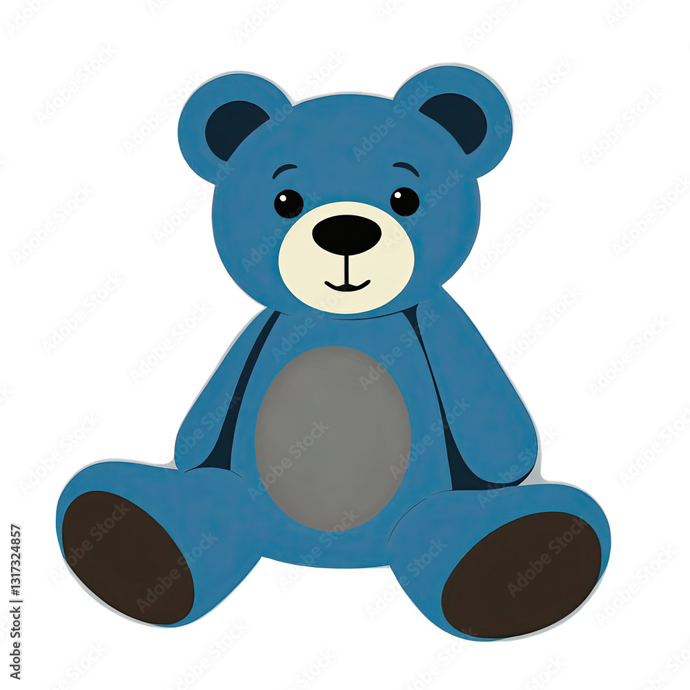 Obraz premium Cute blue teddy bear with a friendly expression, sitting on a smooth blue background