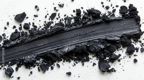 Obraz na płótnie Abstract black crushed pigment texture on white background w salonie