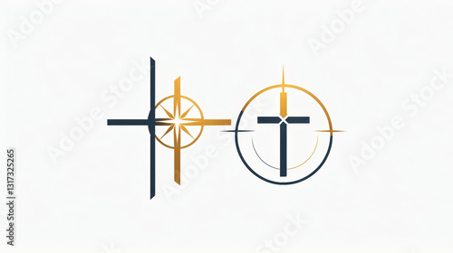 Stylized compass and cross design, abstract logo element