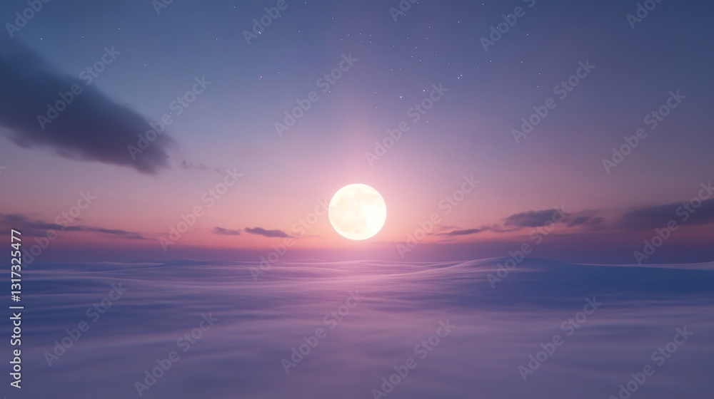 Vibrant sunset over cloud-covered horizon, serene atmosphere with soft colors blending, perfect for relaxation and inspiration.