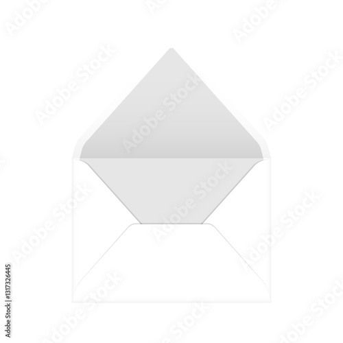 White open envelope with grey liner mockup template. Euro flap luxury mailing envelope for wedding, invitations, graduation, birthday, party and more. Ready to use for your design or business.