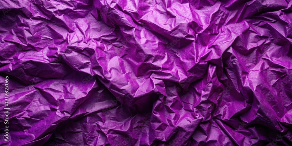 A Close-Up Macro View of Deep Purple Crumpled Tissue Paper, Emphasizing the Textural Variations and Shadows Created by the Folds A Close-Up Macro View of Deep Purple Crumpled Tissue Paper, Emphasizing the Textural Variations and Shadows Created by the Folds