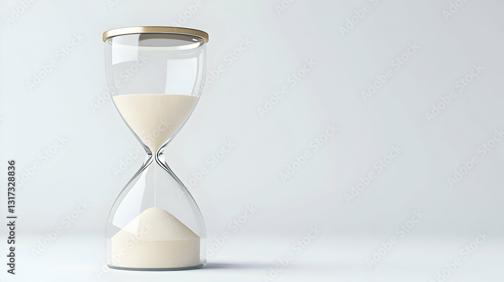 Classic Hourglass With Flowing Sand On A White Background Depicting The Passage Of Time Classic Hourglass With Flowing Sand On A White Background Depicting The Passage Of Time