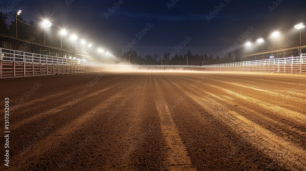 Obraz premium Dusty rodeo arena at night (1)