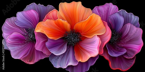 Wallpaper Mural Vibrant purple and orange poppies Torontodigital.ca