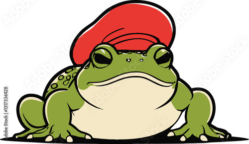 A cartoon smoking toad illustration, A cute toad character design