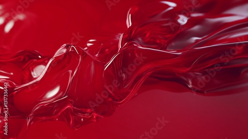 Abstract Crimson Liquid Flowing Dynamically: A Study in Red Hues and Fluid Dynamics