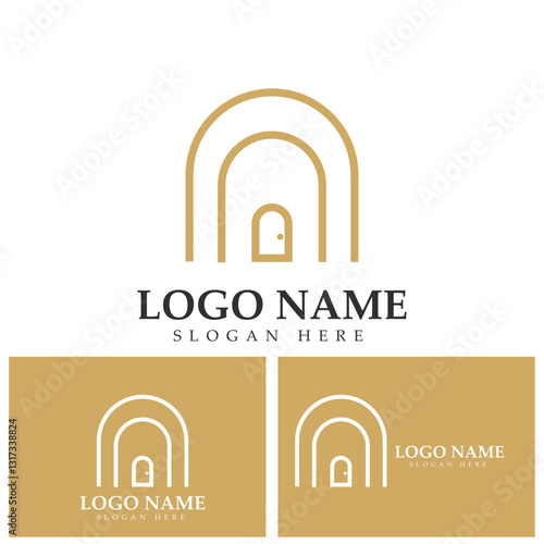 niche door window shape logo vector icon illustration