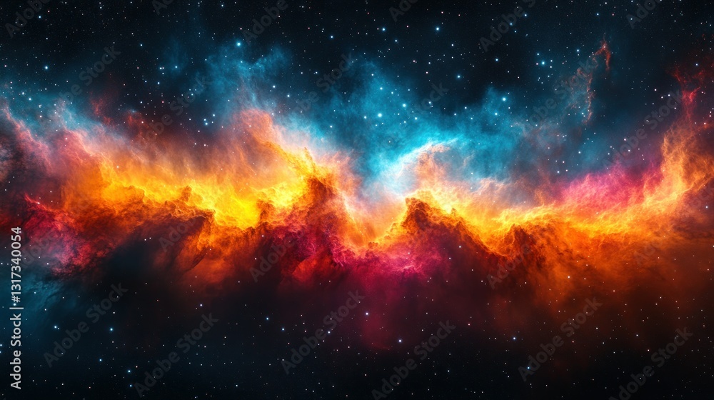 Naklejka premium Cosmic nebulae swirl in vibrant colors