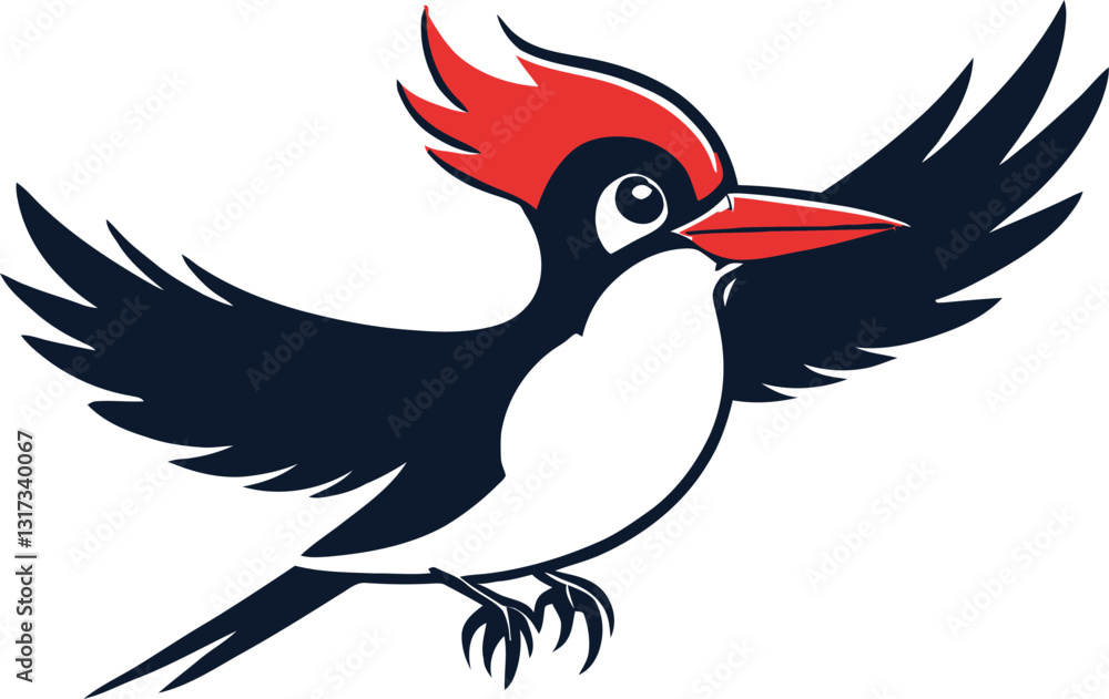 Fototapeta premium A cartoon woodpecker illustration, A cute woodpecker character design