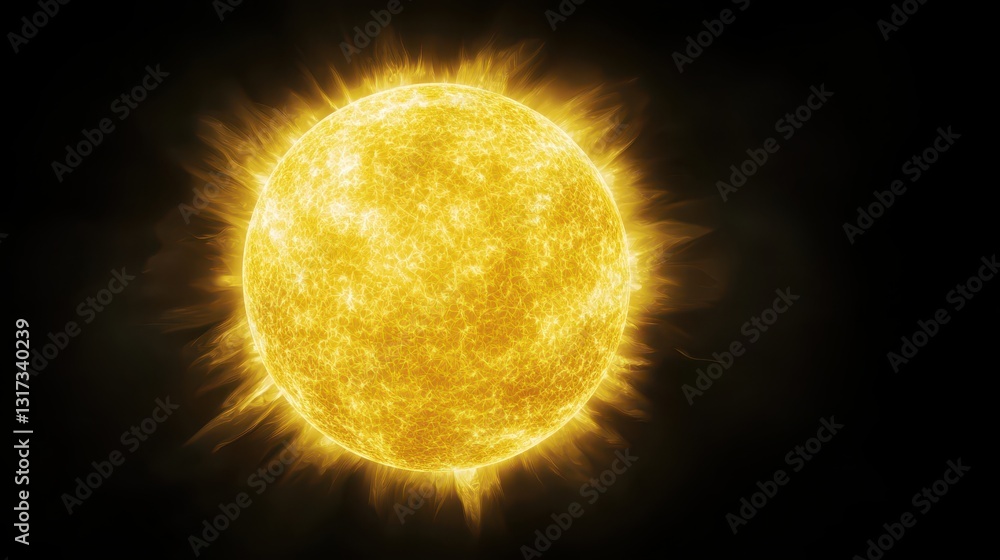 Fototapeta premium Radiant sun against a black background, captivating display of light and contrast