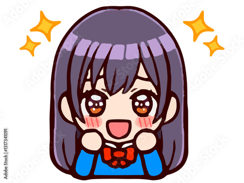 尊敬する女子高生ちびキャラのイラスト素材
